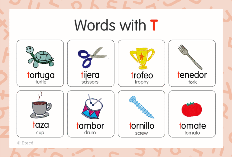 Spanish Words that Start with T