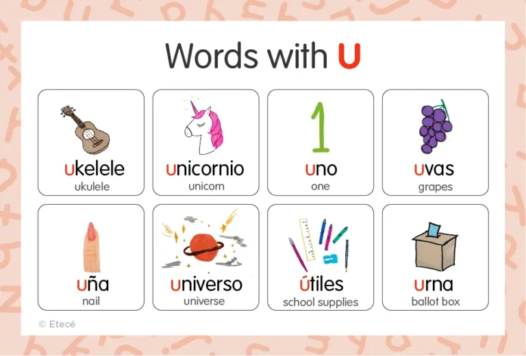 Spanish Words that start with U